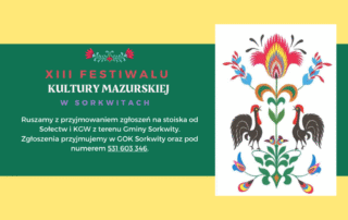 Grafika z informacją o XIII Festiwalu Kultury Mazurskiej w Sorkwitach