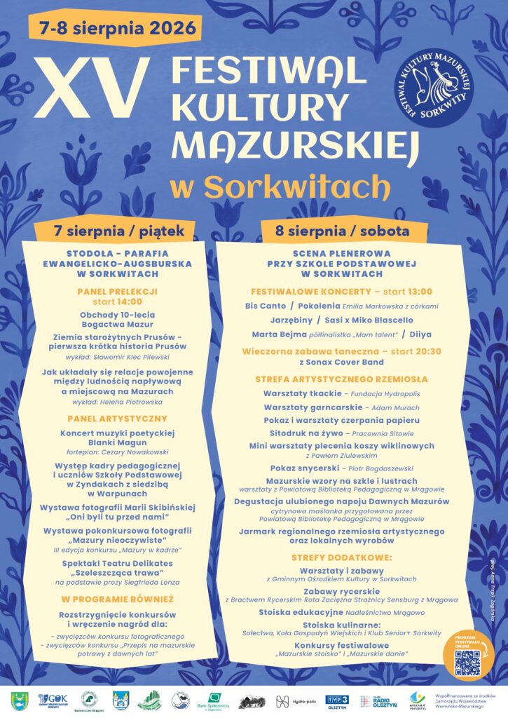 Plakat z zaproszeniem na Festiwal Kultury Mazurskiej